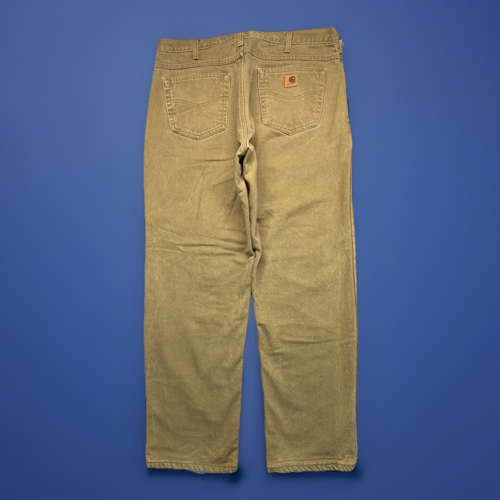 VTG 2004 Carhartt B162 BRK Flannel Lined Canvas Jeans Bark Brown Men's 38x32‎